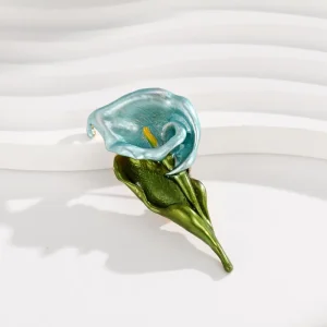 Korean Style Exquisite Enamel Colored Calla Lilies Brooch Unisex Alloy Gold Plated Oil Dropping Corsage Fashionable Elegant Gift