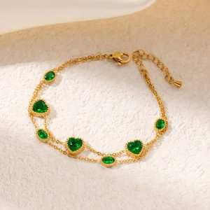 Korean Style Fashion Geometric Ellipses and Hearts Rhinestone Bracelets for Women Creative Stainless Steel Bracelet