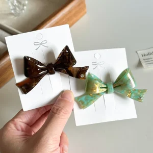 Korean Style Fashionable Bow Design Acetate Butterfly Knot Duckbill Hairpin