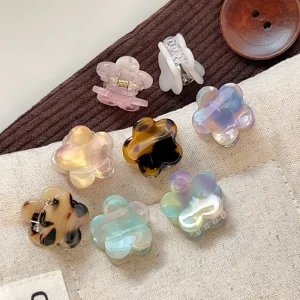 Korean Style Floral Acetate Mini Shark Claw Clip Sweet Cute Hair Clip for Bangs Hair Accessory for Women