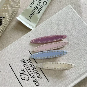 Korean Style Full Rhinestone Luxury Acetate Handmade Spring Clip Versatile Hairpin for Wedding Party Carton Women’s Hair