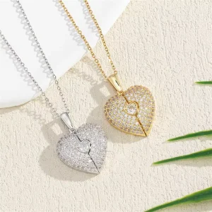 Korean Style Gold Plated Love Heart Clavicle Chain Necklace Stainless Steel Zircon Stacking Jewelry For Women Gift