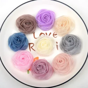 Korean Style Handmade Fabric Flowers 3D Rosebuds DIY Artificial Decorative Flowers for Hair Accessories Clothing More
