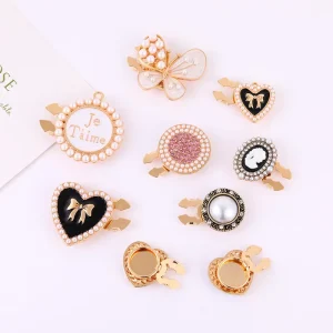 Korean Style Instagram Inspired Pearl Butterfly Zinc Alloy Dripping Oil Cuff Links Women DIY Decoration