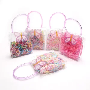Korean Style Large Capacity Butterfly Bag Hair Ties High Elastic Ponytail Strong Stretch No Break Hair Rubber Bands for Kids