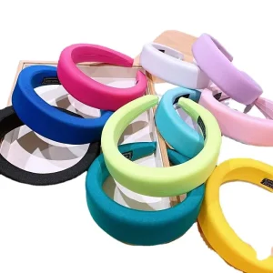 Korean Style Solid Color Padded Headbands for Women and Girls New Fashion Wide Side Hair Hoop Hair Accessories
