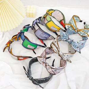 Korean Summer New Fashion Printed Bow Knotred Headband Edge Headdress Hair Accessories