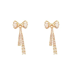 Korean Trendy Bow Earrings with Micro Inlaid Zirconia Fashionable and Elegant Earrings for Women