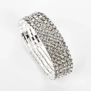 Korean Version Classic Personality Full Diamond Bracelet Trendy Women’s Elastic Rubber Band Jewelry Fashion Chain Link Bracelets