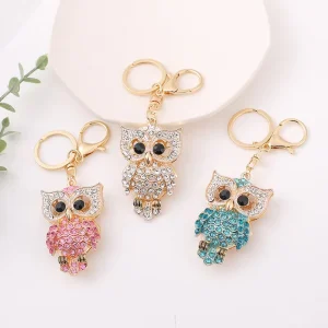 Korean Version Diamond-Encrusted Alloy Cute Cat Keychain Bag Pendant Car Exquisite Creative Hanging Ornament