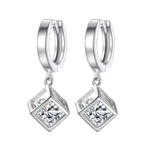 Korean Version Fashion Charm Earrings Trendy Silver Plated Brass Crystal Rhinestone Women’s Animal Shape Party