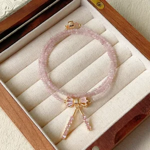 Korean Version of Fashionable butterfly Bracelet Sweet Natural Crystal Multi layer Layered Bracelet Necklace