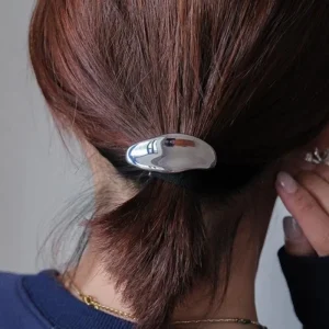 Korean and Japanese Style Vintage Geometric Metal Pony Cuff Hair Clip Fashion Hair Pony Hook Hair Accessories for Girls
