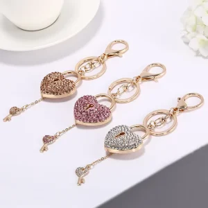 Korean style Creative Heart Shaped Zinc Alloy Lock Keychain Pendant Bag Charm Accessory