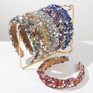 Korean-style Light Luxury Colorful Sequined Super Shiny Headband Niche Design Sponge Hair Accessory for Women
