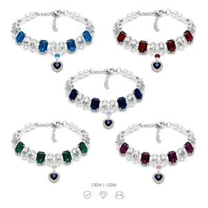 Korean style Light Luxury Pet Necklace Pearl Accent Pet Necklace For Cats Dogs Customized Dog Necklace