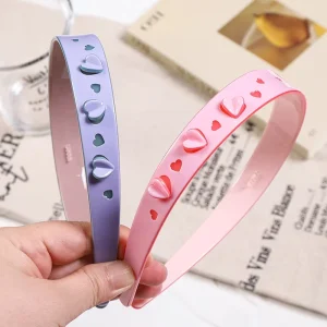 Korean style New Colorful Handmade Heart shaped Acetate High end Three dimensional Headband pink Blue Women’s Hair Accessory