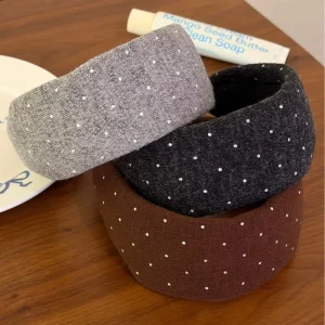 Korean style Polka Dot Knitted Wide edge Headband Versatile Fashion Sweet Elegant Daily Wear Hair Accessory