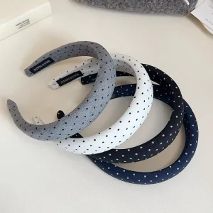 Korean style Retro Simple Polka Dot Headband for Women High top Versatile Hairband Trendy Hair Press Clip Accessory