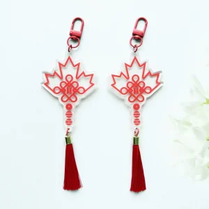Kunshan Manufacturers Plastic Keychains Transparent Custom Logo Design Acrylic Keychain Charms with Tassels
