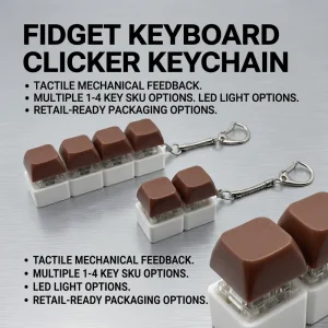 LED Mechanical Keyboard Switch Tester Fidget Keychain Stress Relief Clicker Toy Custom Desk Gift Christmas Party Favor Retail