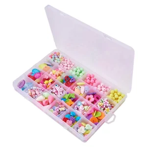 LN409 Funny Easy Toy Kid Colorful Plastic Beads Diy Handmade Beads Toy Girl Jewelry Set Toy
