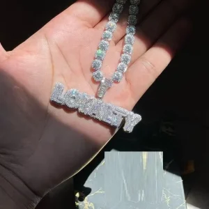 LOYALTY Iced Out CZ Pendant Necklace Hip Hop Jewelry for Men Ready to Ship