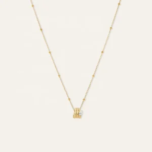LOZRUNVE 925 Sterling Silver Gold Plated Zircon Elegant Mini Bead Pear Crystal Pendant Necklace