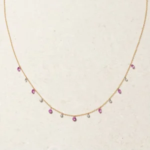 LOZRUNVE 925 Sterling Silver Rhodium Gold Colored Ruby Sapphire Cubic Zirconia Charm Necklace Choker