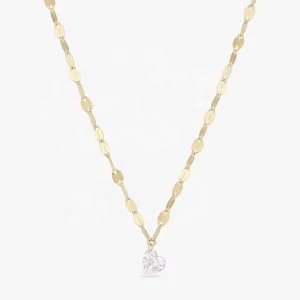 LOZRUNVE Custom Jewelry Factory 925 Sterling Silver Gold Plated Romantic Lover Heart Pendant Necklace Choker Women