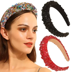 LRTOU New Design Fashion Women Hair Accessories Bling Full Diamond Rhinestone Sponge Hairband Headband for Girls