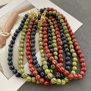 LS C6260 Colored Beaded Necklace Summer Jewelry Gift Handmade Creative Beads Necklace for Women Fashion Necklaces
