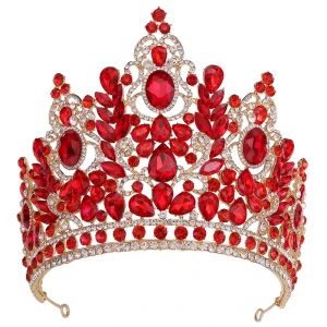 LUOXIN Elegant Big Crystal Crown Girls Wedding Party Bride Queen Bridal Tiaras for Women