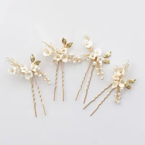 LUOXIN Fashion Romantic Handmade Hair Jewelry Flower Pearl Hair Accessories Bridal Hair Pin for Wedding