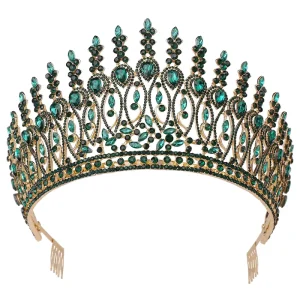 LUOXIN Fashionable Luxury Tall Pageant Crown Big Queen Bride Rhinestone Wedding Tiaras and Crowns