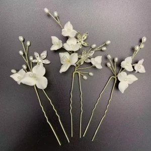LUOXIN Handmade Elegant Romantic Clay Flower Hair Pin Set High Quality Bridal Hair Pins for Wedding