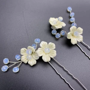 LUOXIN Handmade Flower Hair Jewelry Bridal Crystal Women Accessories Hairpin Wedding