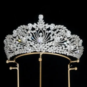LUOXIN High end Elegant Queen Crown with Diamond Luxury Zircon Tiara Wedding Hair Accessories