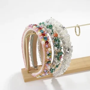 LUOXIN Korean Style Rhinestone Pearl Headband Baroque Sweet Fashion Hair Accessory for Women