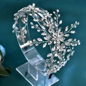 LUOXIN Luxury Pretty Rhinestone Crystal Branch Wedding Headpiece Bridal Hairband