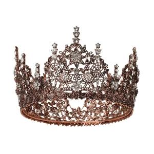 LUOXIN Retro Crystal Wedding Full Round Beauty Pageant Headpiece Star Crown