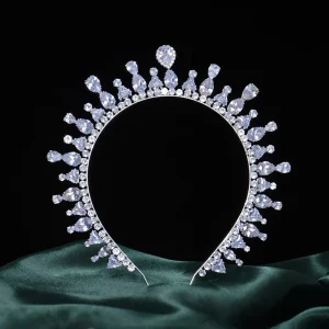 LUOXIN Simple Diamond Princess Crown Light Luxury Zircon Jewelry Hair Accessories for Women