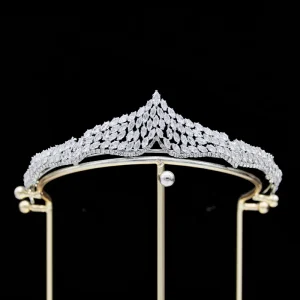 LUOXIN Simple Luxury High Quality Zircon Tiara Romantic Bride Hair Accessories Wedding Party Crown
