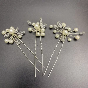 LUOXIN Sweet Handmade Clear Crystal Bridal Imitation Pearl Hair Pin Wedding Hair Accessories Women Jewelry