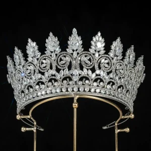 LUOXIN Wedding Hair Accessories Big Large Tiaras CZ 3A Zircon Brides Women Prom Pageant Crowns