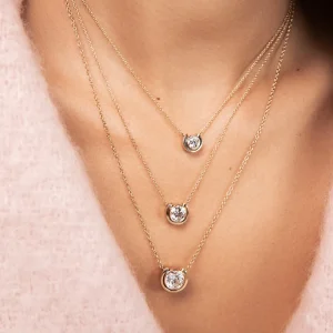 LYBURCHI Brass Alloy 14K 18K Gold Plated Modern Fashion Jewelry Solitaire Round CZ Set Pendant Necklace for Women