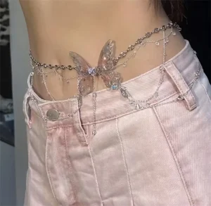 Lace Pearl Tassel Body Chain Bohemian Sexy Leg Chain for Engagement Party Wedding Butterfly Waist Chain Gift