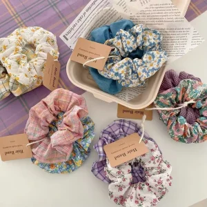 Ladies’ Elegant Floral High Elasticity Hair Scrunchies Band Colorful Fashionable Headband for Girls