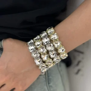 Ladies Exquisite Heart Shaped Crystal Copper Bracelet