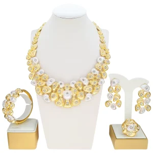Ladies Fashion Jewelry Set Exquisite Brazilian Gold Style Wedding Party Gift Accessories